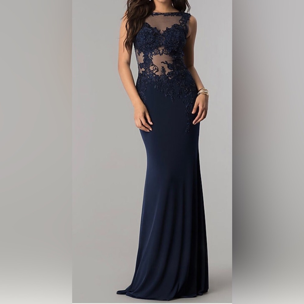 Jovani Navy Prom Gown Size 6 NWT